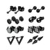 22 Pairs Stainless Steel Black Stud Earrings for Men - Cross Cone Pendant Hoop Earrings Set